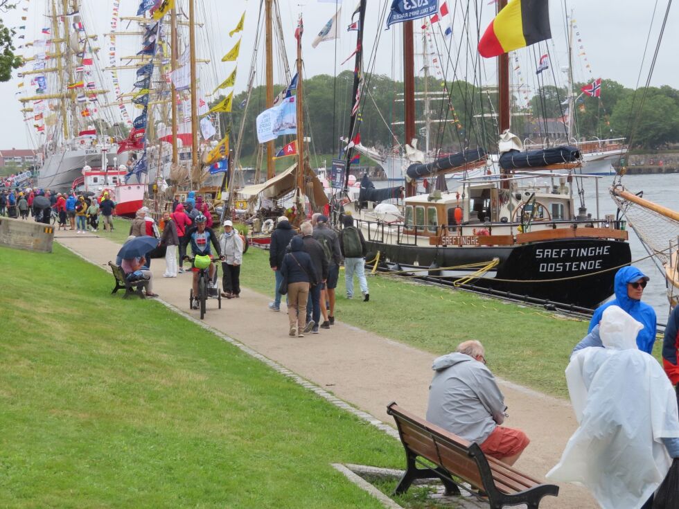 Etter besøket i Arendal ble kursen satt mot Fredrikstad og «Talls Ships Races». Fredrikstad var for fjerde gang i historien gjestehavn for arrangementet. «Tall Ships Races» er en internasjonal seilregatta for store seilskip. Regattaen har til hensikt å stimulere til internasjonalt vennskap og seilopplæring for ungdom. På bildet kan vi skimte vårt eget «Statsraad Lemkuhl» i bakgrunnen ved motsatt elvebredd. «Cristian Radich» og «Sørlandet» deltok også i regattaen.